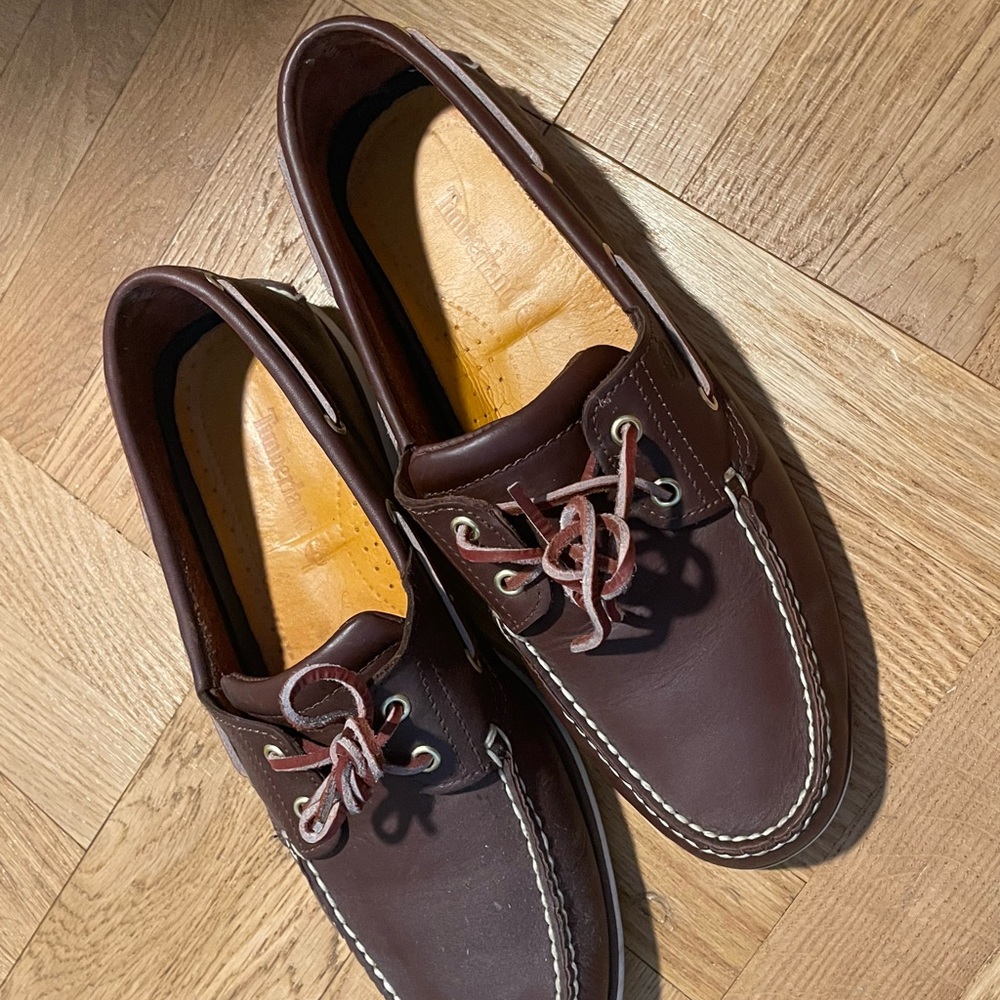 Men's Brown Timberland Leather Boat Shoes.